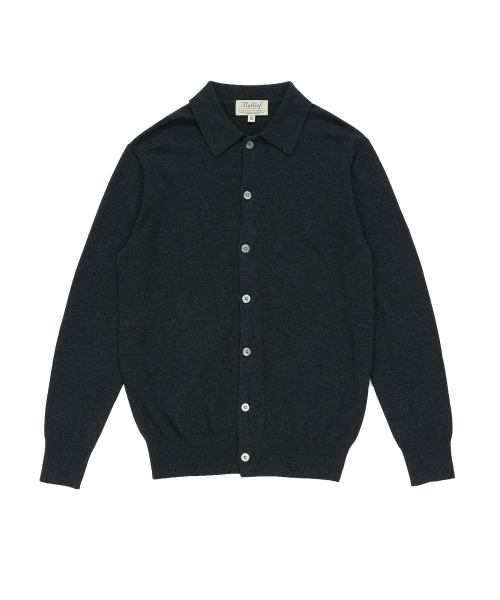 Essential Cotton Comfort Collar Cardigan (Grey)