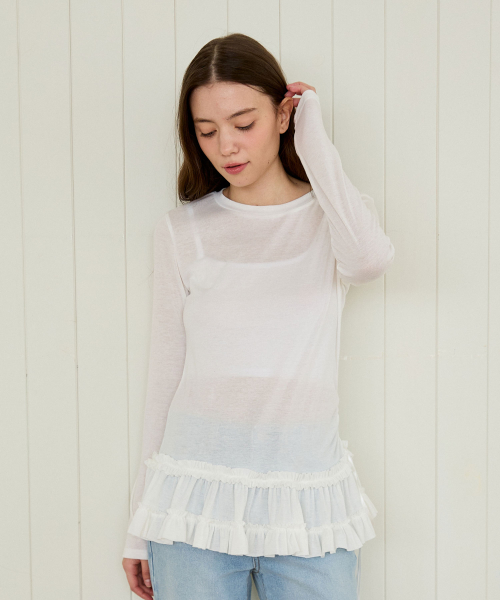 FLOW FRILL LAYERED TOP_IVORY