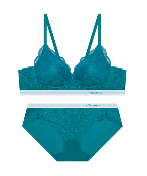 Комплект белья без косточек с кружевом Soft Fit - Blue Green