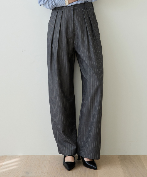 CLASSY STRIPE SLACKS_CHARCOAL