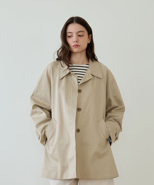 DEMURE TRENCH HALF COAT_BEIGE