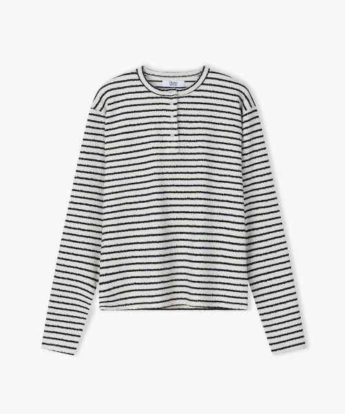 Stripe Noise Henleyneck BLACK