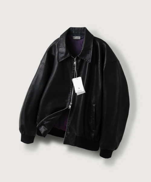 Кожаный блузон с эффектом варки Urban_Black