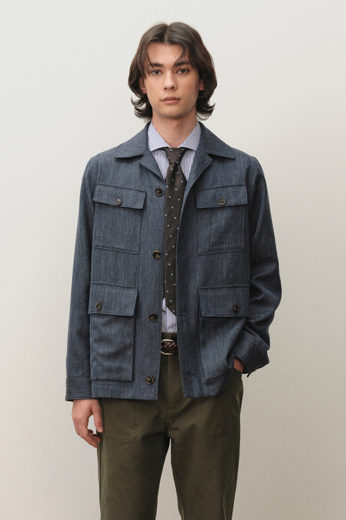 Блузон Wool Silk Herringbone Fatigue Navy BNESJP410NY