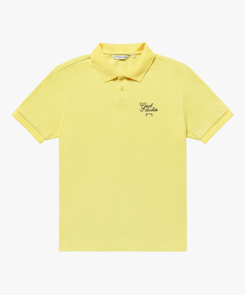 SCRIPT PIQUE POLO SHIRT-LIGHT YELLOW