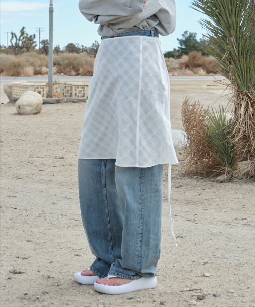 ★LOW CLASSIC★ SHEER LAYERED SKIRTWHITE CHECK LC251SK05WH 로우클래식(LOW CLASSIC) SHEER LAYERED SKIRT_WHITE