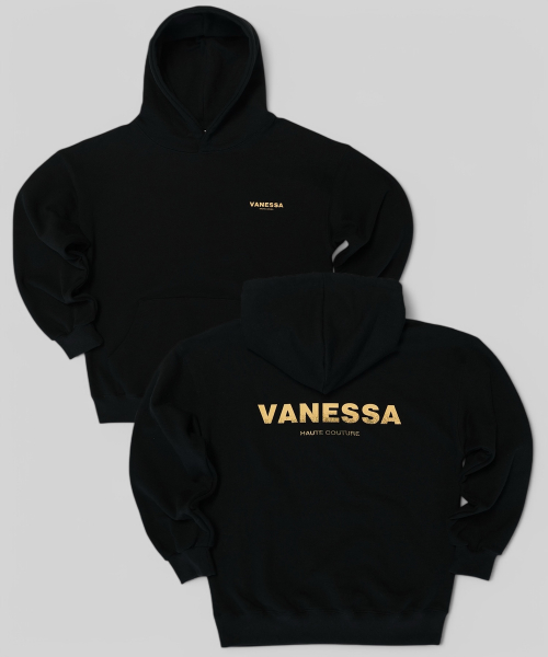 Винтажное худи 820g VANESSA с принтом Black
