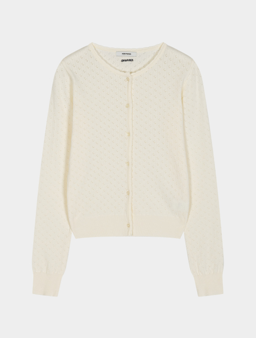 Whipped Floral Punching Cardigan (Cream)
