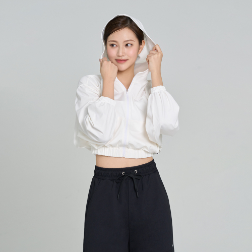SWZ25009-04 Укороченное худи на молнии Softex White