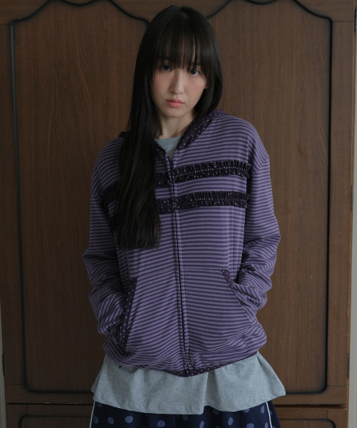 Ruffle point на молнии hoodie_purple
