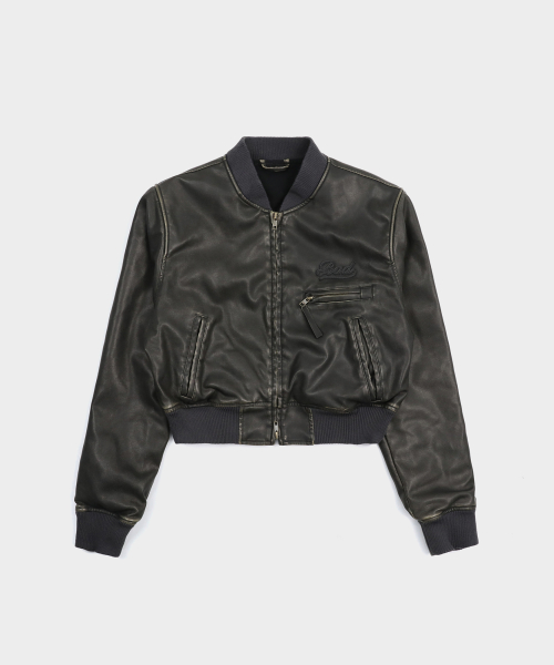 Кожаный бомбер ma-1 - Washed Black