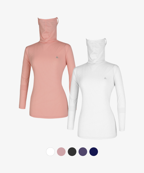 [이지바이] [2PACK] 올커버 여성 마스크넥 쿨링 긴팔 티셔츠(W5OPST38) 5 Colors OP_4278