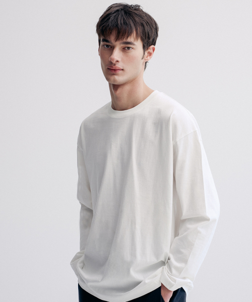 Лонгслив с лейблом [WHITE]