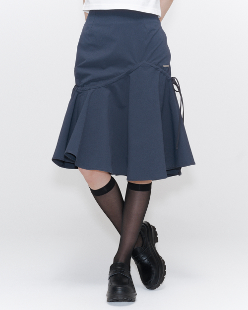 미세키서울(MISEKI SEOUL) Shirring ruffle midi skirt CHARCOAL