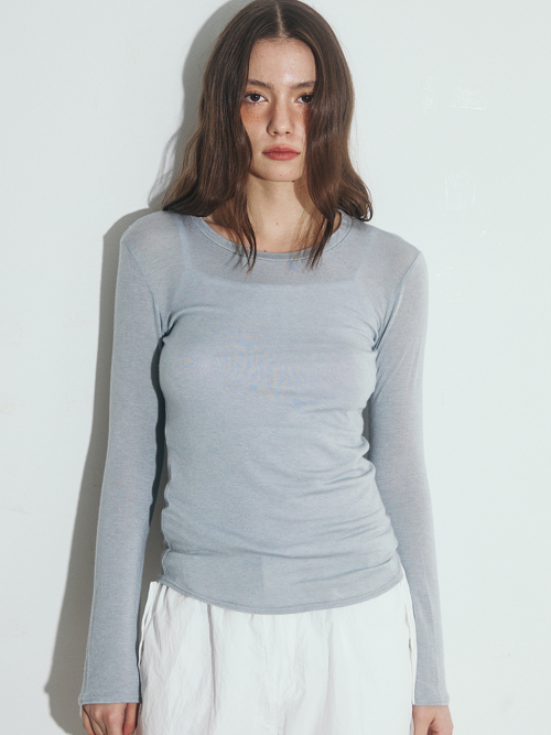 BASIC SEE-THROUGH LONG SLEEVE, SKY BLUE