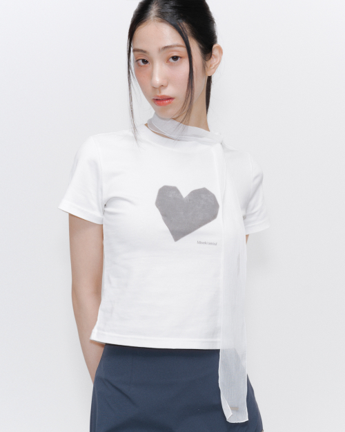 【Miseki SEOUL】25ss Hearts short sleeves 미세키서울(MISEKI SEOUL) Hearts short sleeves WHITE - 사이즈