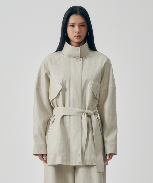 Distressed Leather Set-up Jumper [ бежевый ]