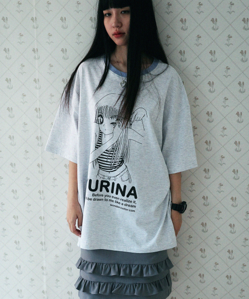 원더비지터() YURINA Overfit T-shirt [Light grey] 상품 이미지