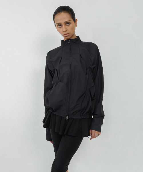 PINTUCK WIND BREAKER (UNISEX) BLACK