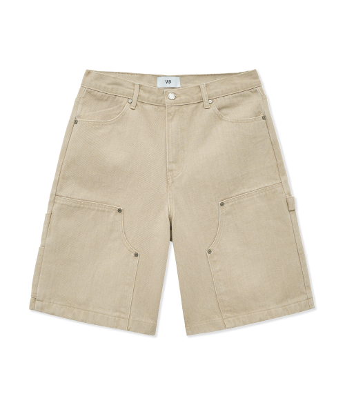 Cation выстиранный Double Knee Carpenter Shorts бежевый