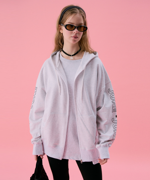VOL11.Boxy Hood Zip-up_Melange (худи на молнии)