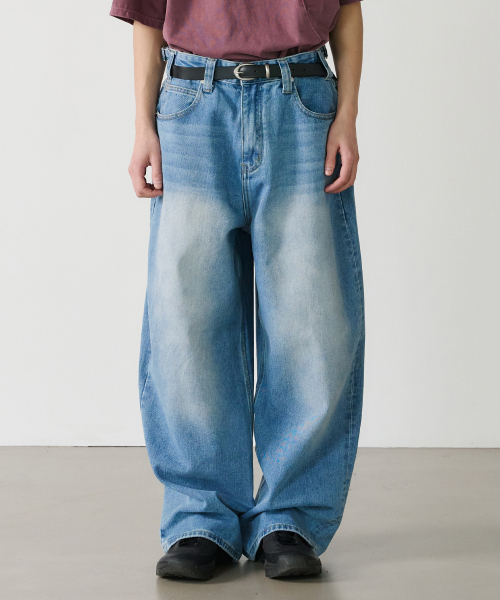 wide denim брюки (mid blue)