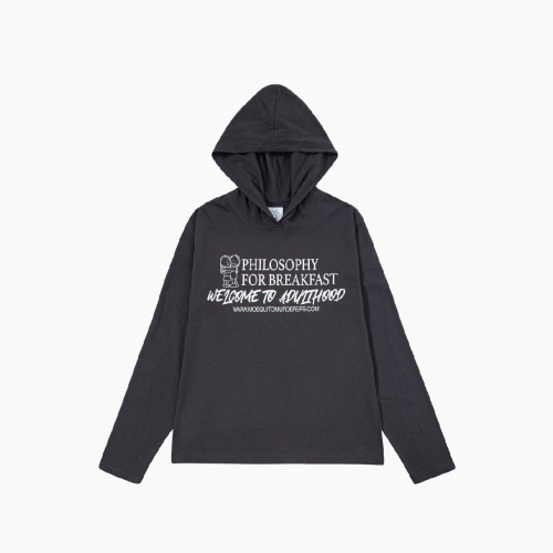 PHILOSOPHY FOR BREAKFAST WELCOME TO ADULTHOOD HOODED L/S