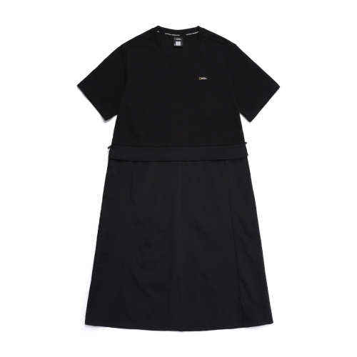 N252WOP981 여성 하이브리드 반팔 원피스 CARBON BLACK