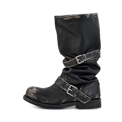 네거티브쓰리 Slouchy Long Boots_Rub off black