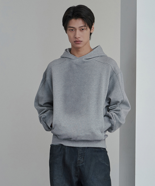Variation Spray Washed Crop Hoodie M.Gray