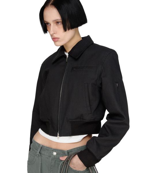 Cotton Crop Jacket, BLACK
