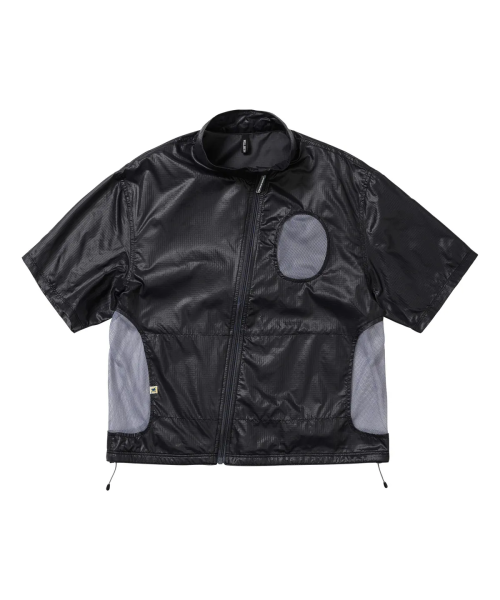 Meshhole Nylon Zip Up Black