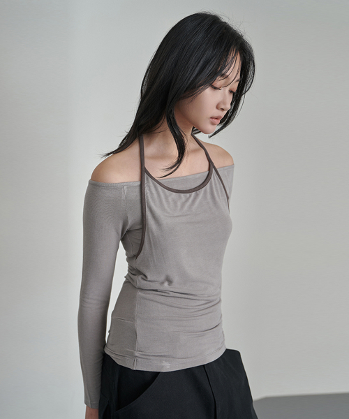 Veil Off Layered Long Sleeve Grey