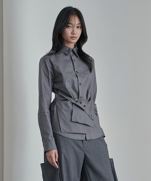 Structured Layered Slim Shirts Charcoal