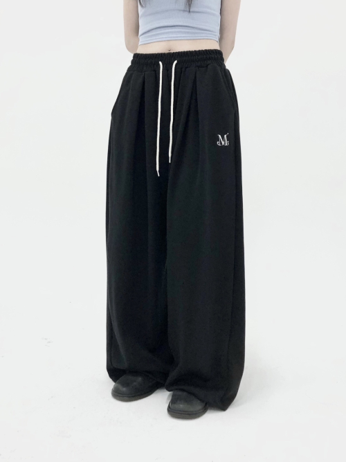 SIGNATURE FOUR PINTUCK WIDE SWEAT PANTS (2COLOR)