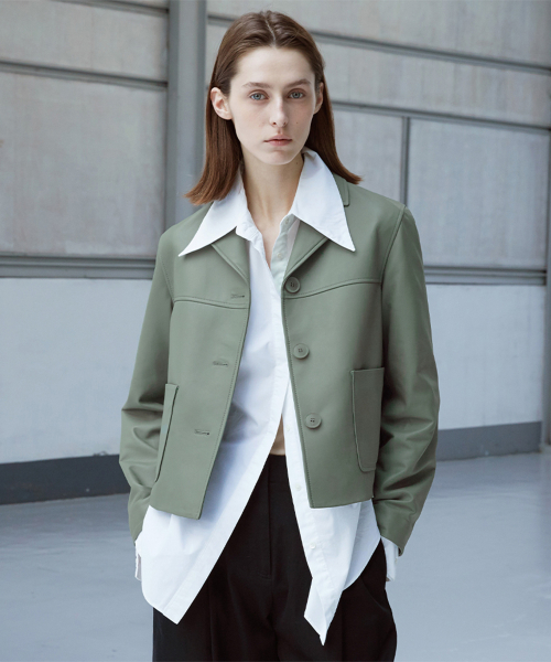 European Dupont Lambskin Three Button JK_Olive Khaki