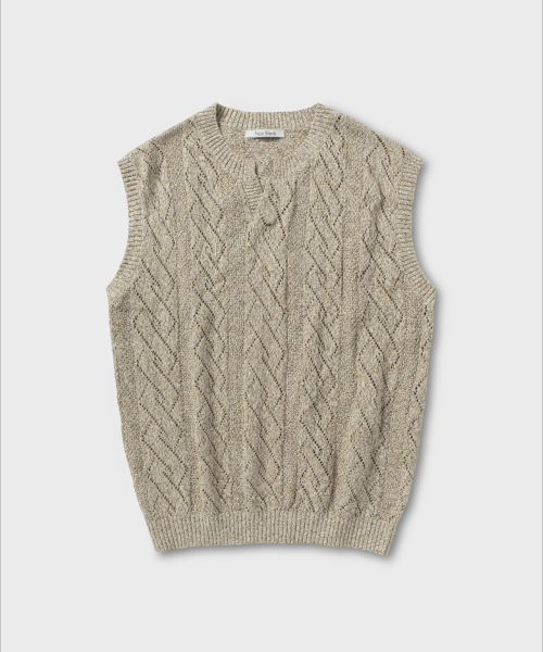 Вязаный жилет кроше_BEIGE