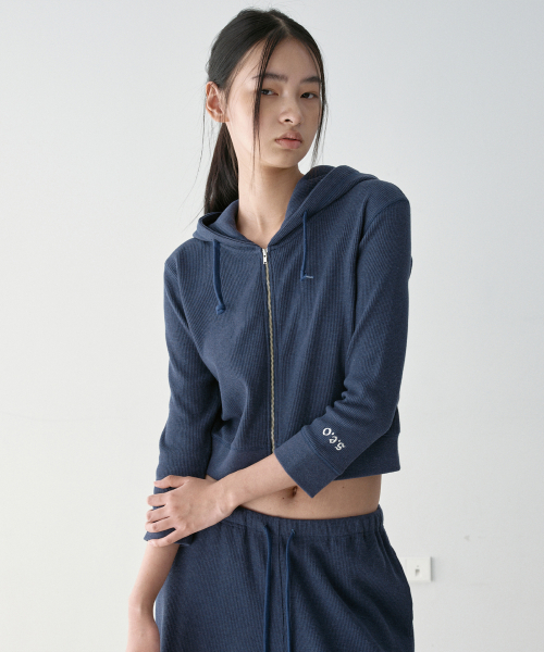 SOFT WAFFLE HOODIE ZIP-UP NAVY