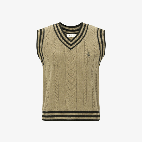 Кабельный жилет с контрастной отделкой (Beige)