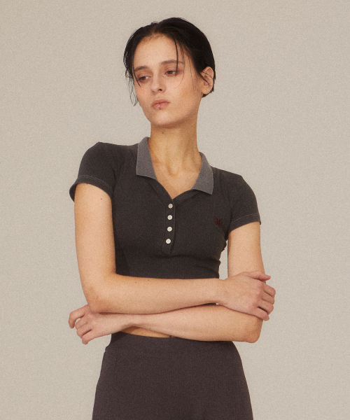 Pigment Ribbed Collar Tee (25STP-CLTS01) CHARCOAL