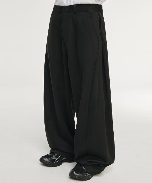 Multi-tuck широкие слаксы [Black]