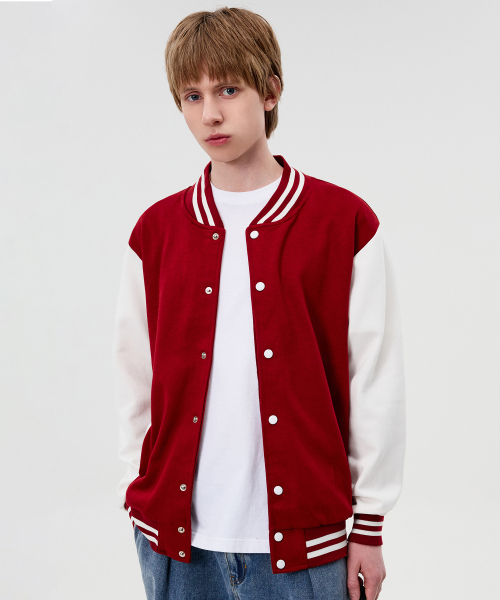 Хлопковый бомбер varsity со вставками Wine