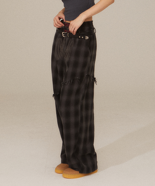 Diagonal Checkered Pants (25SBT-PNTS01) CHARCOAL