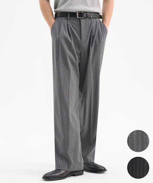 Light двойная складка широкие слаксы_Stripe Grey