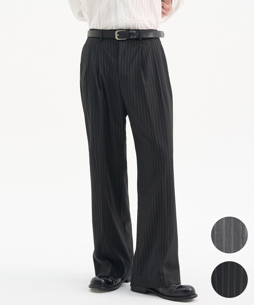 Light двойная складка широкие слаксы_Stripe Black