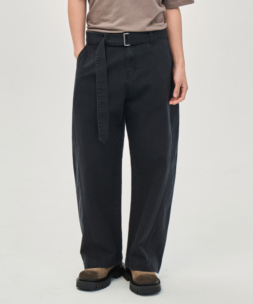 Вошед изогнутые belt брюки (Black)