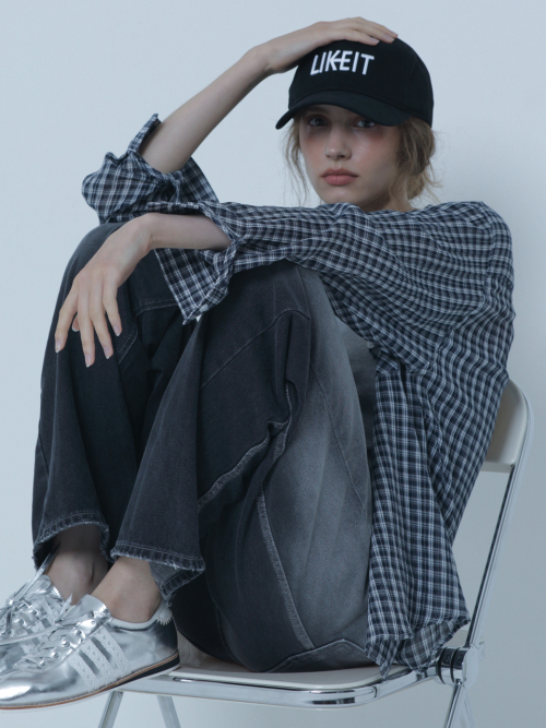 CHECK SEE THROUGH COVER UP SHIRTS NAVY