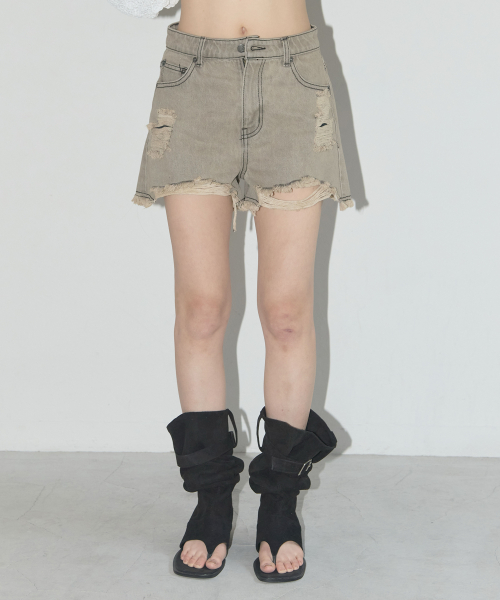 VINTAGE DENIM SHORTS (SAND BROWN) FQD879
