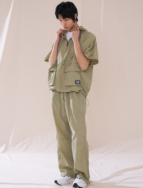 Hoody Anorak Long Set-up(Khaki) CSOs-014 [Unisex]