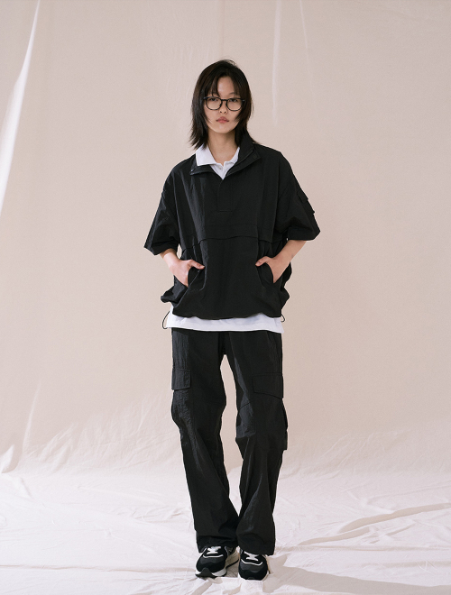Turtle Neck Anorak Long Set-Up(Black) CSOs-015 [Unisex]